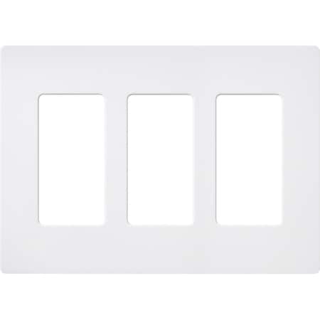 Lutron Designer Wall Plates, Number of Gangs: 3 Satin Finish, Snow SC-3-SW