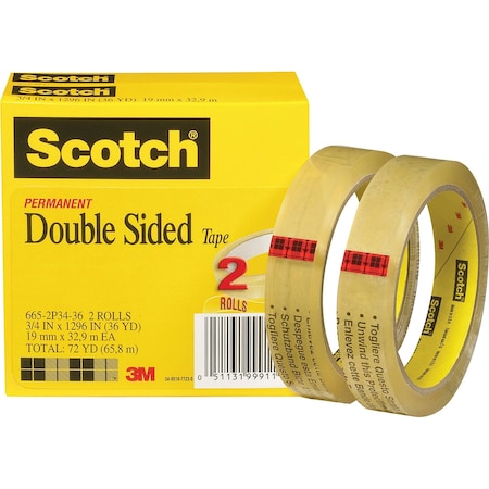 Scotch Double Sided Tape 665-2P34-36, PK12 6652P3436