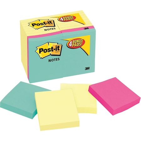 Post-It Post-itNotes 654-14-4B, 3"x3", PK12 654-14-4B