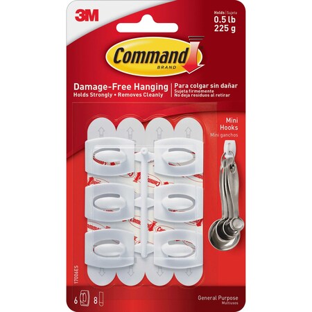 Command Mini Clear Hooks w/Clear Strips, PK36 17006