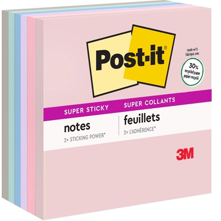Post-It Super Sticky Recycled Nots, 3"x3", Ba, PK48 654-6SSNRP