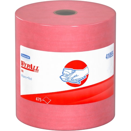 Wypall PowerClean X80 Heavy Duty Cloths, Jumbo Roll, Extended Use Towels, Red, 475 Sheets/Roll, 1 Roll/Case 41055