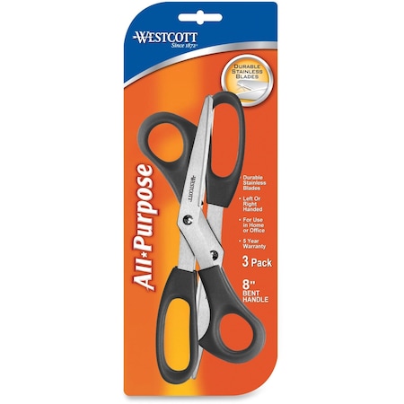 Westcott Scissors, 8" Bent Shears, 3-Pack 13402