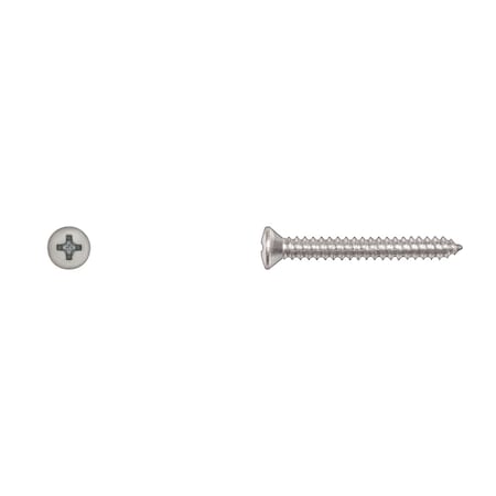 Disco Sheet Metal Screw, #8 x 1-1/4 in, Zinc Plated Steel Oval Head Phillips Drive 10146PK
