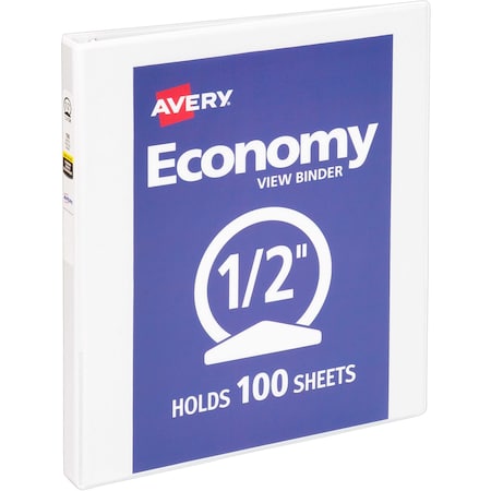 Avery Round Ring View Binder, 1/2", White 05706