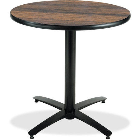 Kfi Round KFI 36in Walnut Breakroom Table with Arched X Base, 29 W, 36 L, 29 H, Laminate, Walnut T36RD-B2125-WL