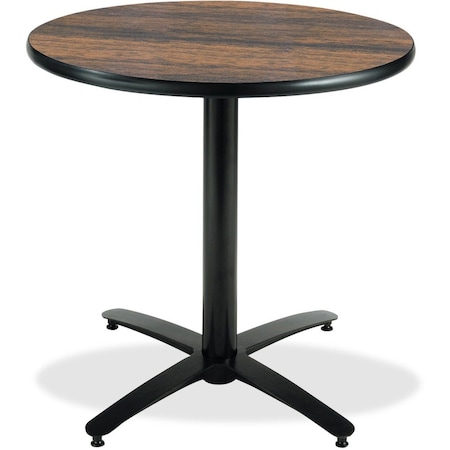 Kfi Round KFI 30in Walnut Round Breakroom Table with Arched X Base, 29 W, 30 L, 29 H T30RD-B2115-WL