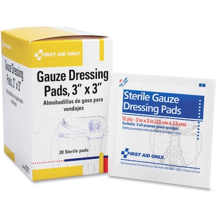 First Aid Only Refill, Gzpd, 3X3, 2Pd10PKbx, PK20 I211
