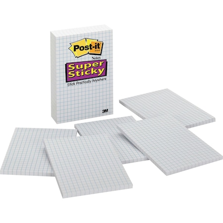 Post-It Super Sticky Notes 660SSGRID, 3.9"x5, PK12 660-SSGRID