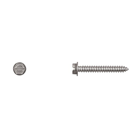 Disco Sheet Metal Screw, #8 x 1-1/4 in, Zinc Plated Steel Flange Hex Head Slotted Drive 10182PK