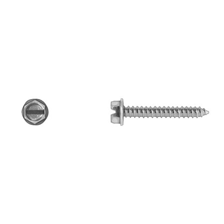 Disco Sheet Metal Screw, #10 x 1-1/4 in, Zinc Plated Steel Flange Hex Head Slotted Drive 10186PK