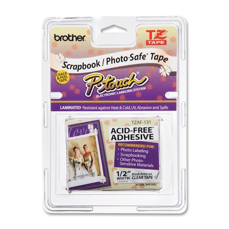 Brother Label, Blk/Clr, Acid-Free, .47" x 26.2 ft. TZEAF131G