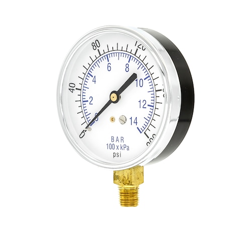 Pic Gauges Air Gauge, 3-1/2", 0-200 psi, 1/4" Mount, 3 1/2 in Dial, 1/4 in NPT Male Lower Location 101D-354G
