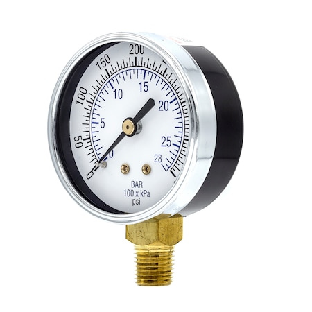 Pic Gauges 2 1/2 in Dial, 1/4 in NPT Male Lower Location, Black Steel Case Material 101D-254I