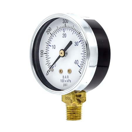Pic Gauges Air Gauge, 2-1/2", 0/600psi, 1/4", 2 1/2 in Dial, 1/4 in NPT Male Lower Location 101D-254K
