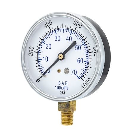Pic Gauges 3 1/2 in Dial, 1/4 in NPT Male Lower Location, Black Steel Case Material 101D-354M