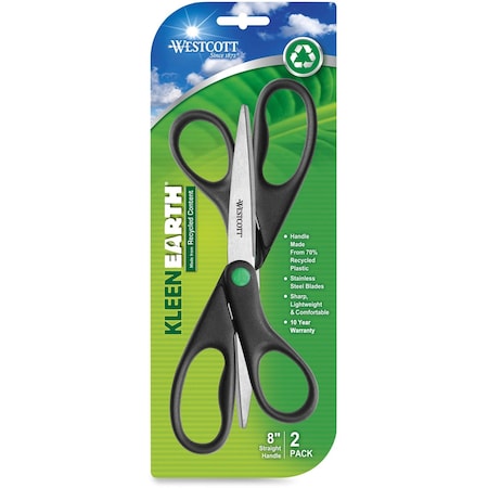 Westcott Scissors, 8" KleenEarth Straight Shears -2-Pack 15179