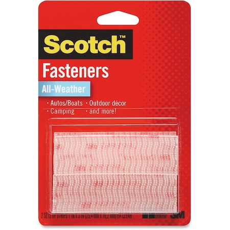 Scotch Reclosable Fastener, Acrylic Adhesive, 3 in, 1 in W, Clear, 24 PK RFD7090