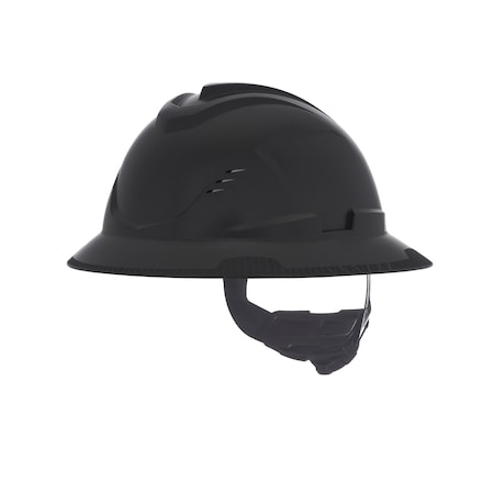 Msa Safety V-Gard C1 Full Brim, Vented, Fas-Trac III, Type 1, Class C, Black 10215835
