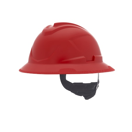 Msa Safety V-Gard C1 Full Brim, Non-Vented, Fas-Trac III, Type 1, Class E, Red 10215838