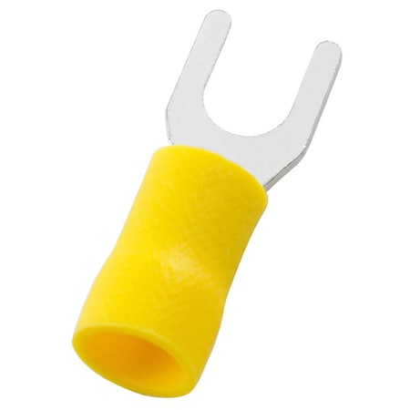 Panduit Fork Terminal, M8 Stud Size, 10 AWG, 600 V, Vinyl Insulated, Yellow, 25 PK EV10-56FB-Q