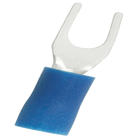 Panduit Fork Terminal, M3.5 Stud Size, 14 AWG, 600 V, Vinyl Insulated, Blue, 25 PK EV14-6FNB-Q