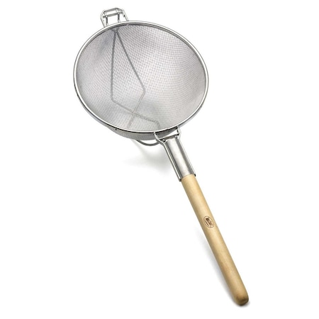 Tablecraft Dbl Md Mesh Strainer, Tin/Wood, 11.4" 1023