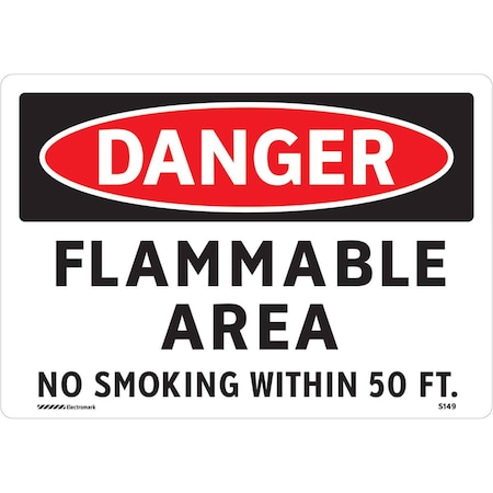 Brady Danger No Smoking Sign, 7" H, 10" W, Vinyl, Rectangle, English, 102438 102438