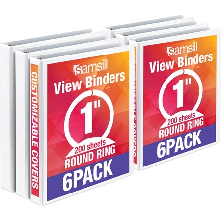 Samsill View Binders, 1", White, PK6 I08537