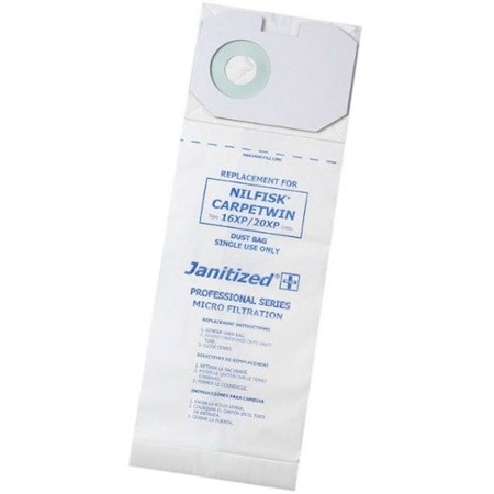 Janitized Filter Bag, Fits Carpetwin 16/20XP, PK10, 2-ply, Micro Filter, 10 PK JAN-NFCPTW16-2(10)