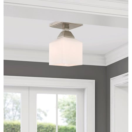 Livex Lighting Aragon 1 Light Brushed Nickel Ceiling Mount 10280-91