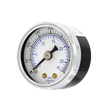 Pic Gauges 1 1/2 in Dial, 1/8 in NPT Male Center Back Location, Black Steel Case Material 102D-158I