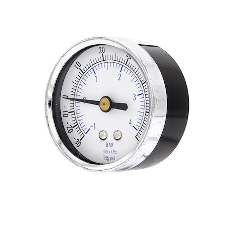 Pic Gauges 2 in Dial, 1/8 in NPT Male Center Back Location, Black Steel Case Material 102D-208CD