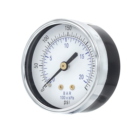 Pic Gauges Air Gauge, 2-1/2", 0/300psi, 1/4"Back Mnt, 2 1/2 in Dial, 1/4 in NPT Male Center Back Location 102D-254H