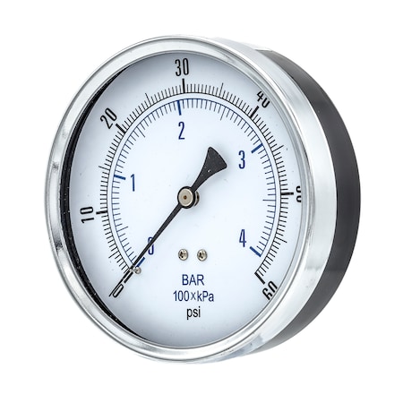 Pic Gauges 4 1/2 in Dial, 1/4 in NPT Male Center Back Location, Black Steel Case Material 102D-454D