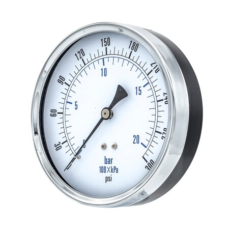 Pic Gauges 4 1/2 in Dial, 1/4 in NPT Male Center Back Location, Black Steel Case Material 102D-454H