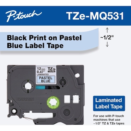 Brother P-touch TZe Laminated Tape - 15/32" Width - Pastel Blue, Clear - 1 Each TZEMQ531