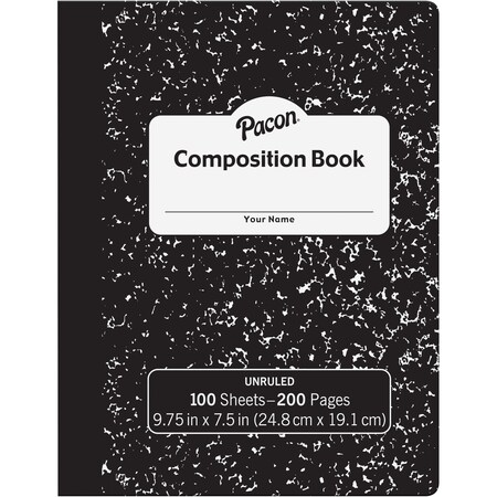 Pacon Unruled Compositon Book, Black, PK24 MMK37145