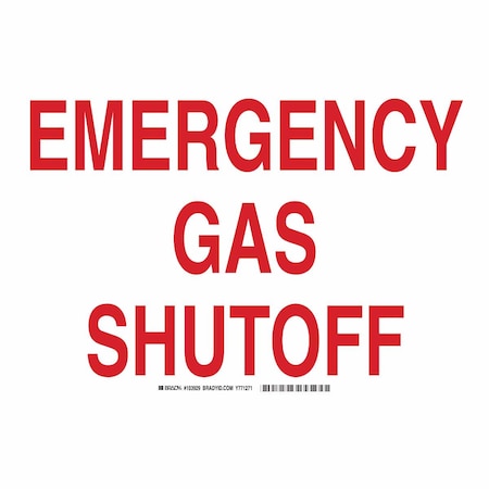 Brady Emergency Gas Shutoff, 14 in x 10 in, Rectangle, Plastic, 103929 103929