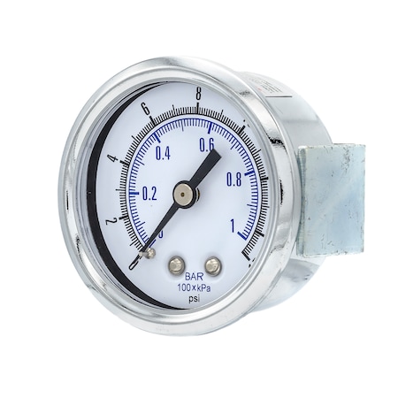 Pic Gauges 2 in Dial, 1/4 in NPT Male Back Location, Chrome Plated Steel Case Material 103D-204B