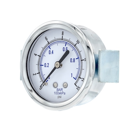 Pic Gauges 2 1/2 in Dial, 1/4 in NPT Male Back Location, Chrome Plated Steel Case Material 103D-254B