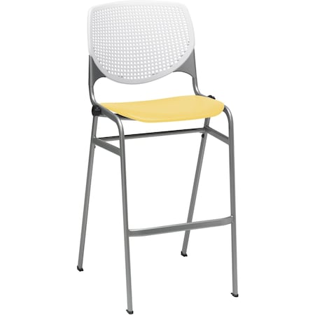 Kfi Poly Stack Barstool, Yellow Seat BR2300-BP08-SP12