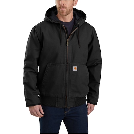 Carhartt Men's Cotton Loose Fit Washed Duck Insulated Active Jacket, Black, Large 104050-BLK