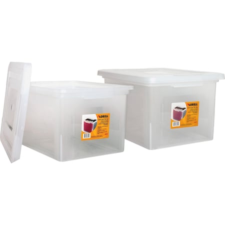 Lorell Letter/Legal Plastic File Box, PK2, Plastic, 14.2 in W, 18 in D, 10.8 in H, Interlocking Closure 68925BD