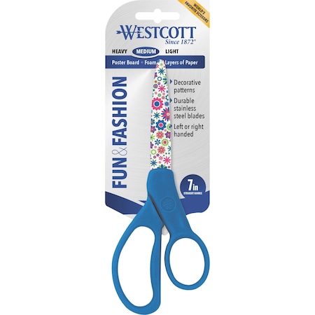 Westcott Scissors, 7" Fun & Fashion Floral Blade Scissor, Weight: 0.1 16401
