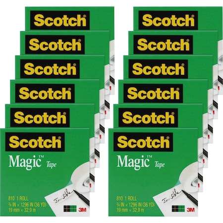 Scotch Tape, Roll, Invis, 3/4X1296", PK12 810341296PK