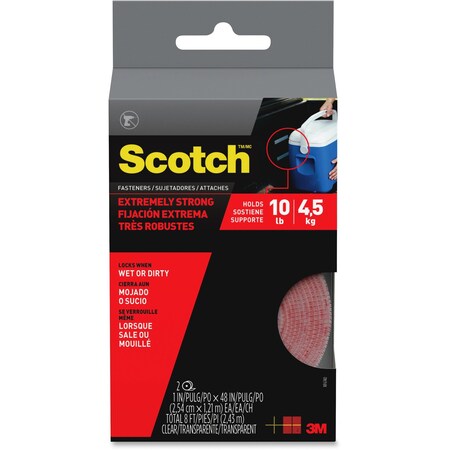 Scotch Reclosable Fastener, 1" W, Clear, 24 PK RF6740