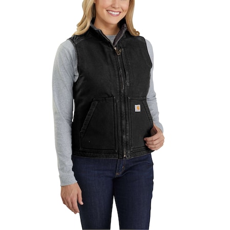 Carhartt Insulated Vest, 100% Cotton, Zipper, Black, 3X