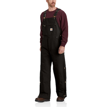 Carhartt 104393 OR4393 M LseFit FrmDck Ins Bib Ovrll, Cotton, 12 oz Fabric Weight, 33 in Inseam, Black, L 104393-BLK