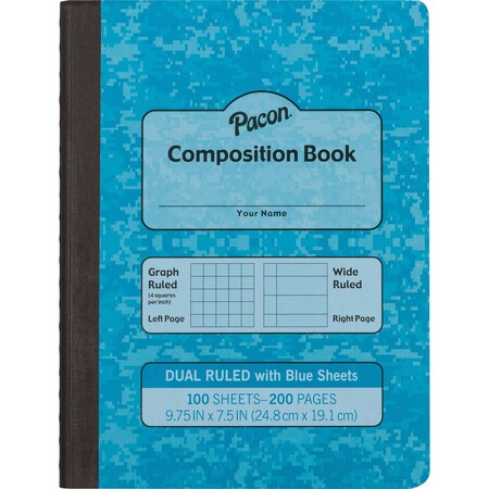 Pacon Dual Ruled Composition Book, Blue MMK37160